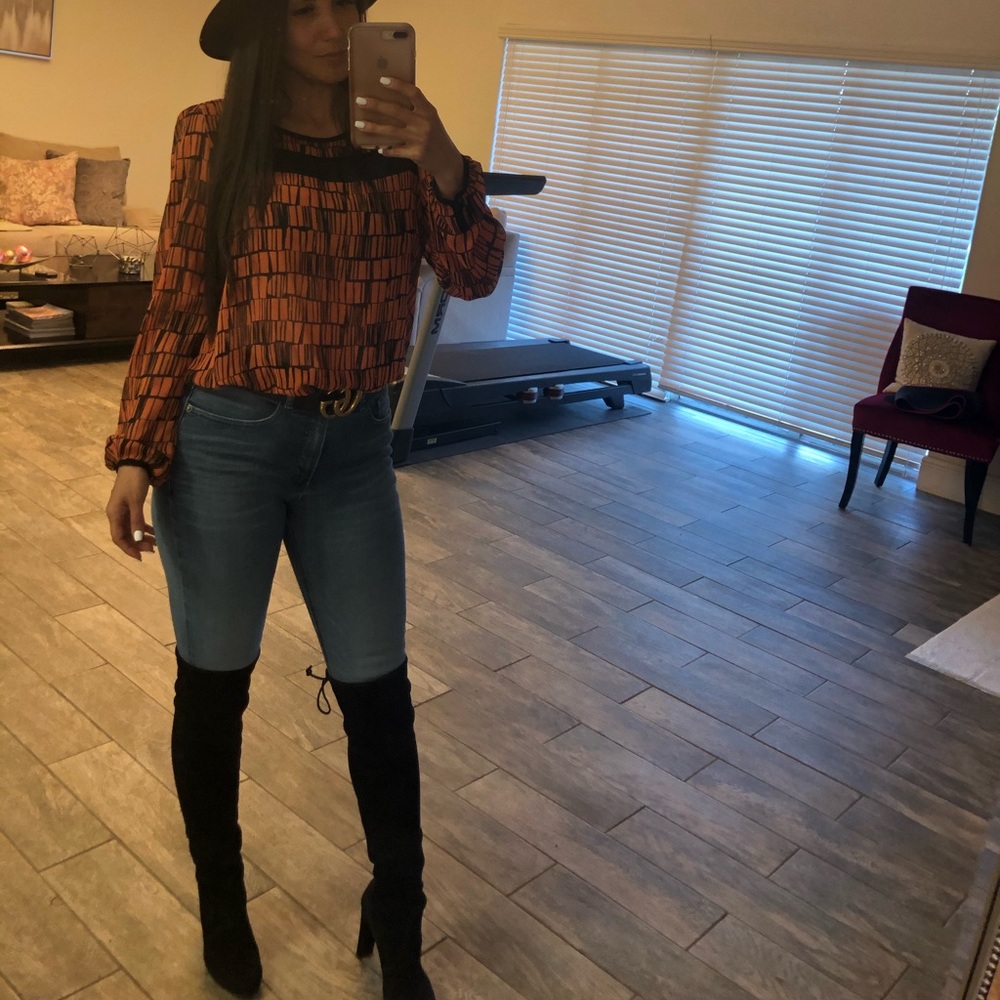 Orange and Black Blouse